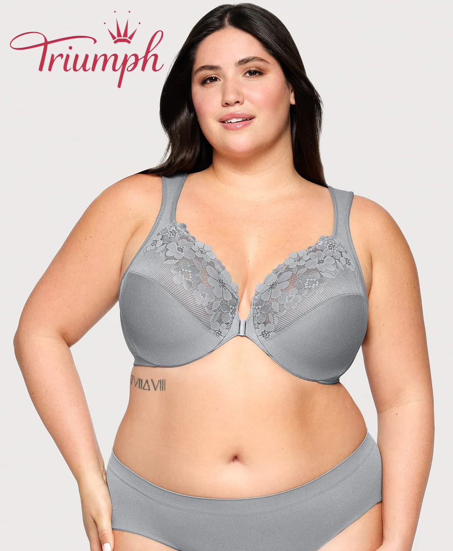 Triumph - (pakiranje od 3 komada) pamučni bralette s izvezenom čipkom, kopčanje sprijeda-HR