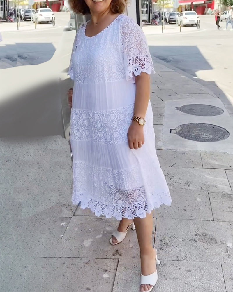 💝Vienspalvė karūnos suknelė trumpomis rankovėmis👗-LT