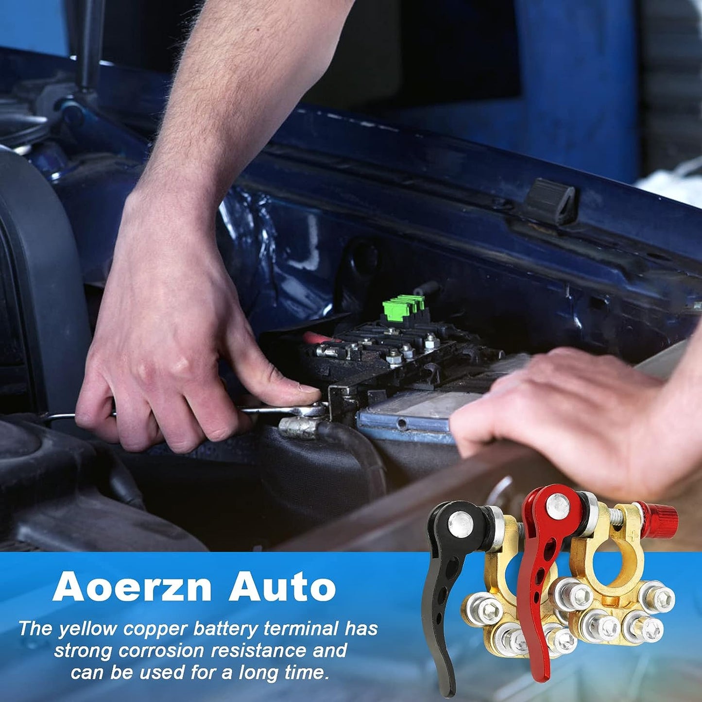 Greito atjungimo automobilio akumuliatoriaus jungtis su pastorinta žalvario galvute-LT