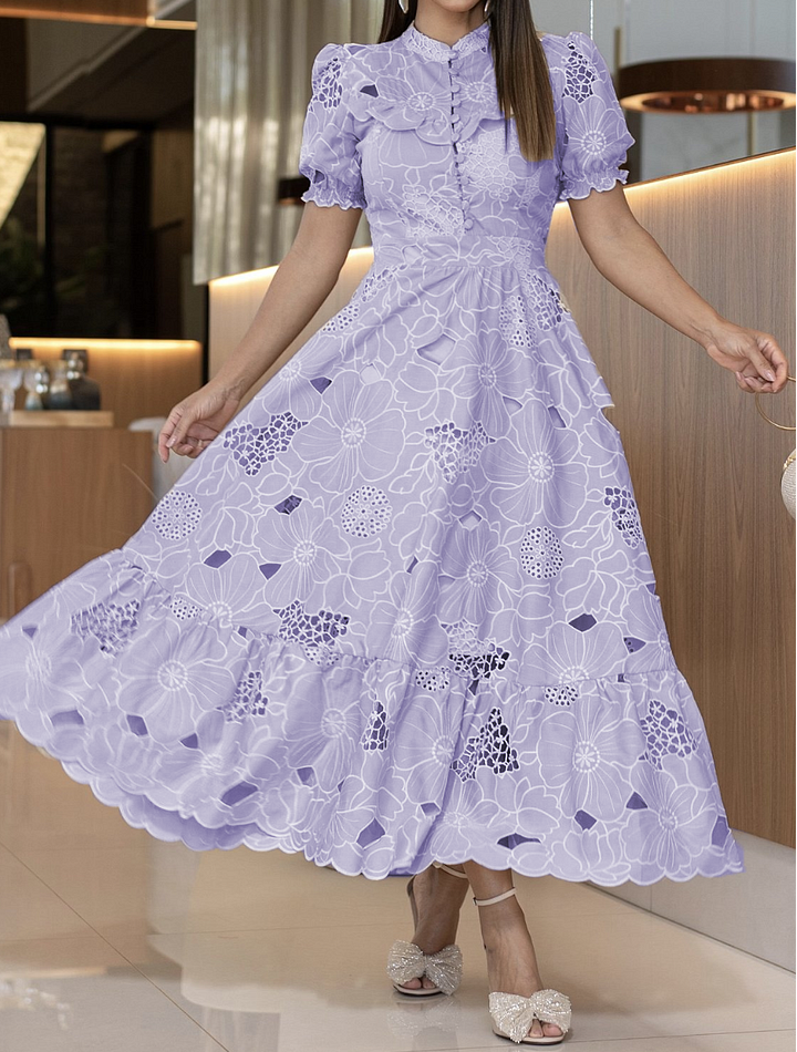 Vestido elegante con estampado floral hundido.-ES