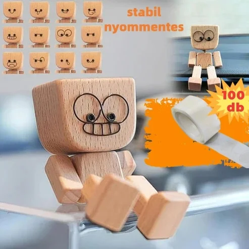 Čudovita lesena figurica, ki se premika z 12 različnimi izrazi na obrazu-SI