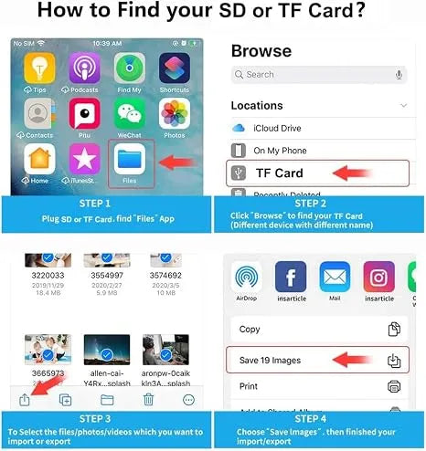 Apple Dual-Interface (USB-C & Lightning) SD/TF Card Reader and USB Adapter