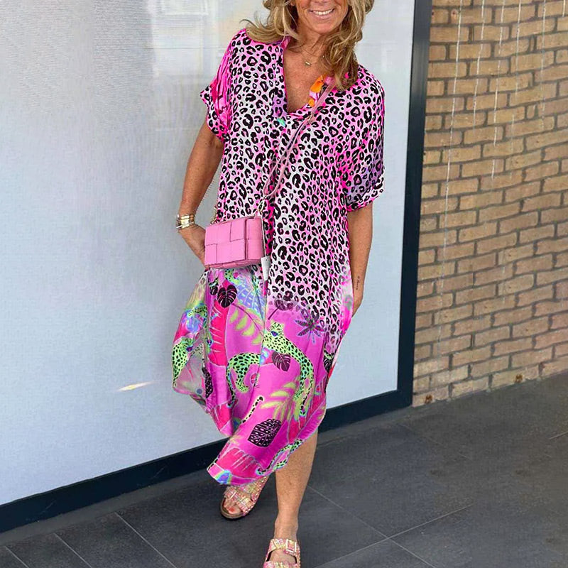 Vestido veraniego vaporoso con escote en pico.-ES