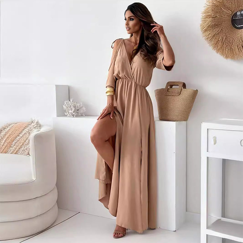 【💖Nuevos Productos 2025】👗Vestido elegante y sexy para mujer con escote puntiagudo-ES