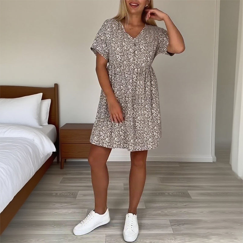 【S-3XL】🌸Obleka s kratkimi rokavi in cvetličnim vzorcem-SI