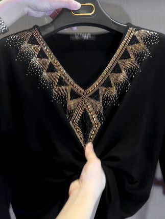 🔥[M-4XL] Υψηλής ποιότητας χειμερινό βελούδινο μπλουζάκι με μακριά μανίκια και κρύσταλλα για το 2024-GR