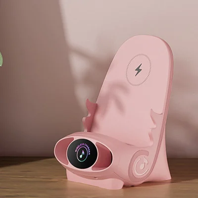 Daudzfunkcionāls mobilā tālruņa turētājs ar ātru bezvadu lādētāju-LV