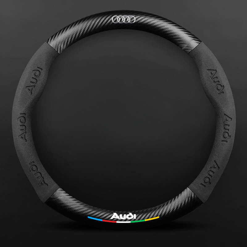 TrackVibe | Prevleka za volan iz črnega karbonskega semiša – nedrseča in odporna proti obrabi-SI