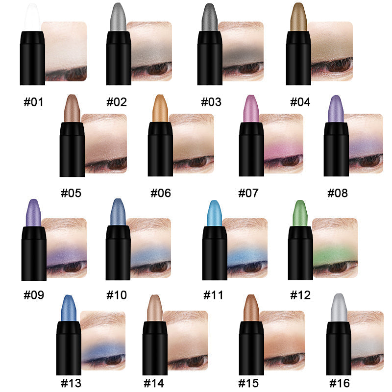 1 lápiz de sombra de ojos con 16 colores de sombra de ojos luminosa, resistente al agua, con purpurina-ES