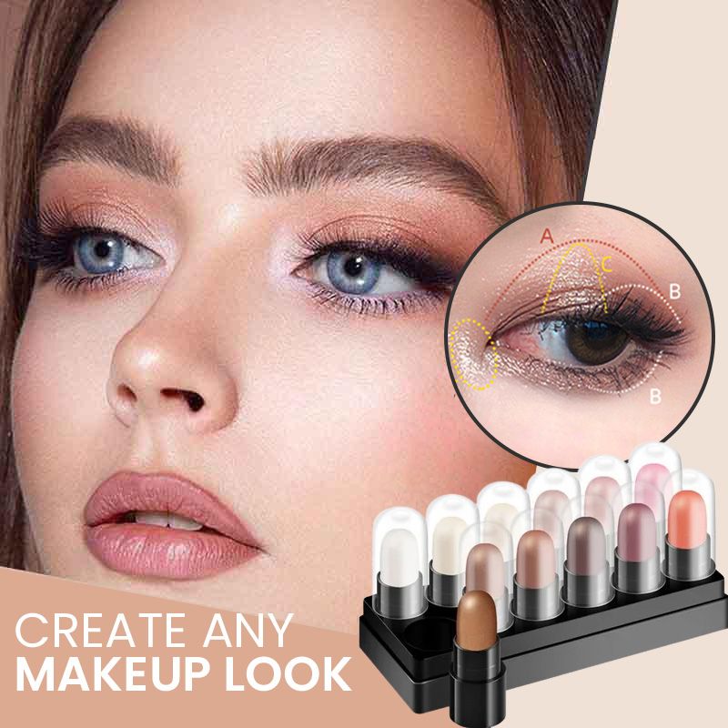 1 lápiz de sombra de ojos con 16 colores de sombra de ojos luminosa, resistente al agua, con purpurina-ES