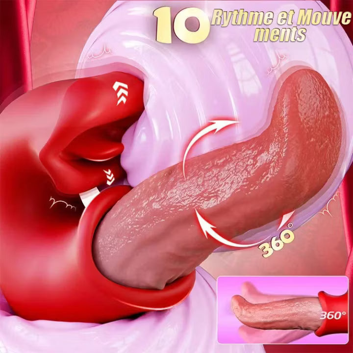 Arabella - 3-u-1 vibrirajući dildo sa stimulacijom G-točke, klitorisa i jezika, vodootporan.-HR
