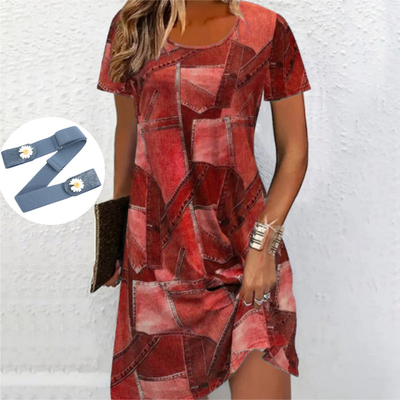 👗Dámske ležérne šaty s patchworkovým vzorom-SK