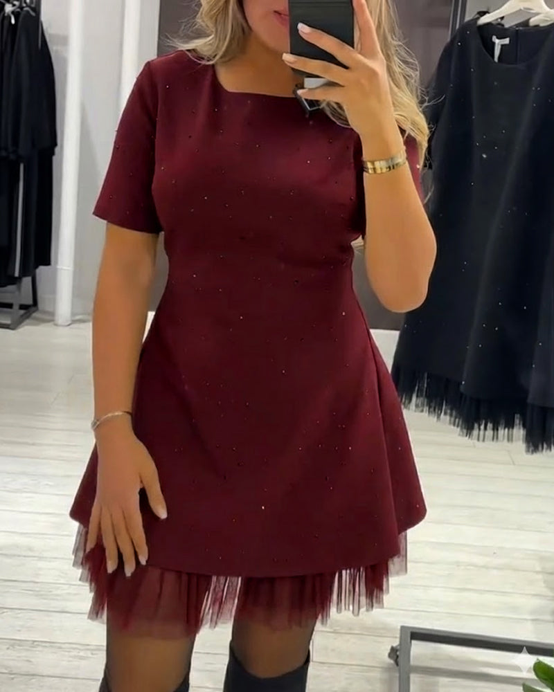 Elegantiška, žvilganti, tinklinio audinio suknelė-LT