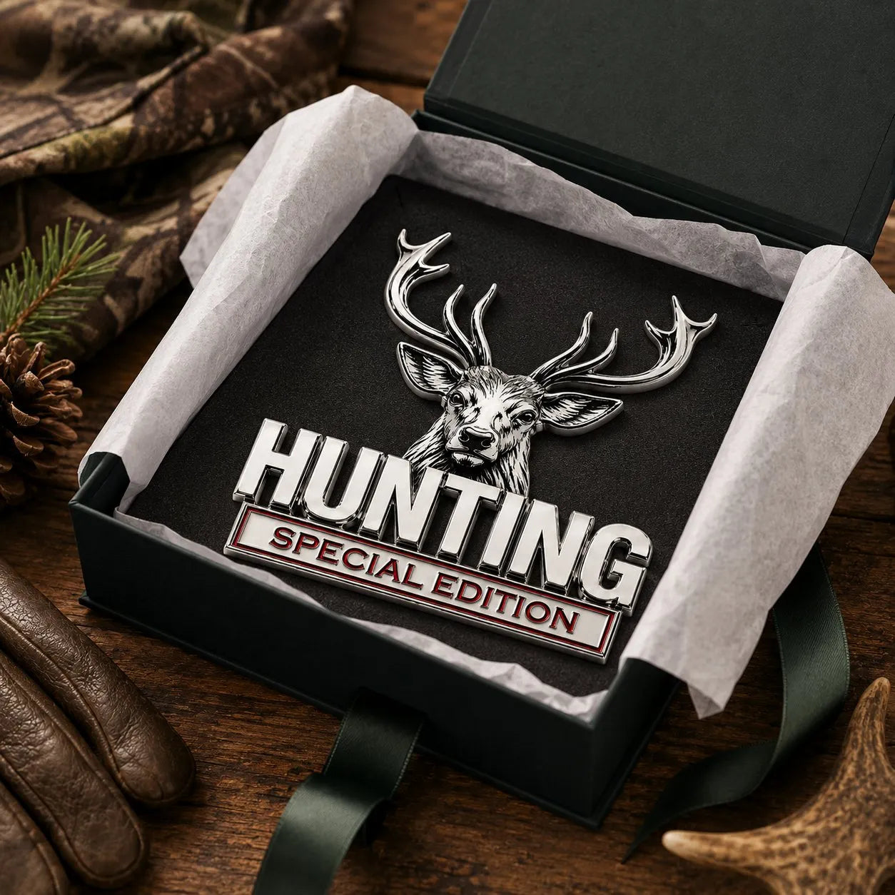 🦌 MEDŽIOKLĖS specialusis leidimas - 3D chromuotas metalinis logotipas jūsų automobiliui-LT