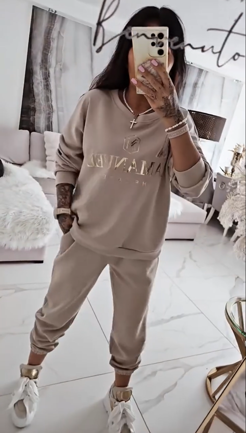 ¡Oferta por tiempo limitado! Conjunto casual para mujer: blusa estampada y pantalón holgado.-ES