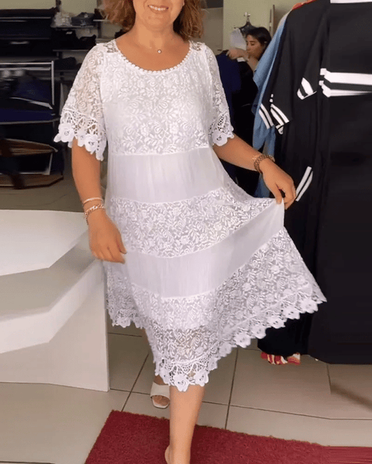 💝Vienspalvė karūnos suknelė trumpomis rankovėmis👗-LT