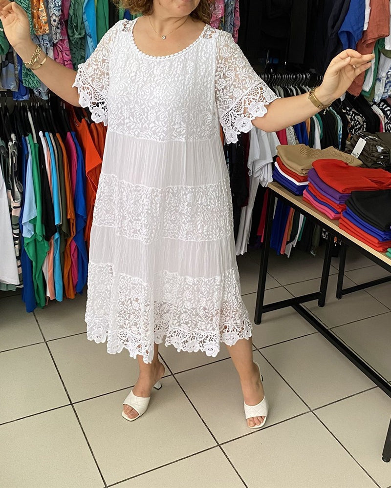 💝Vienspalvė karūnos suknelė trumpomis rankovėmis👗-LT