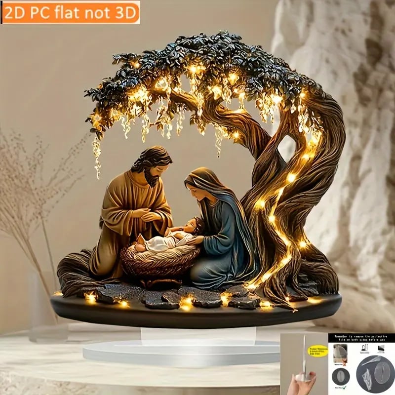 Decoración de mesa plana para recién nacidos con escena navideña-ES