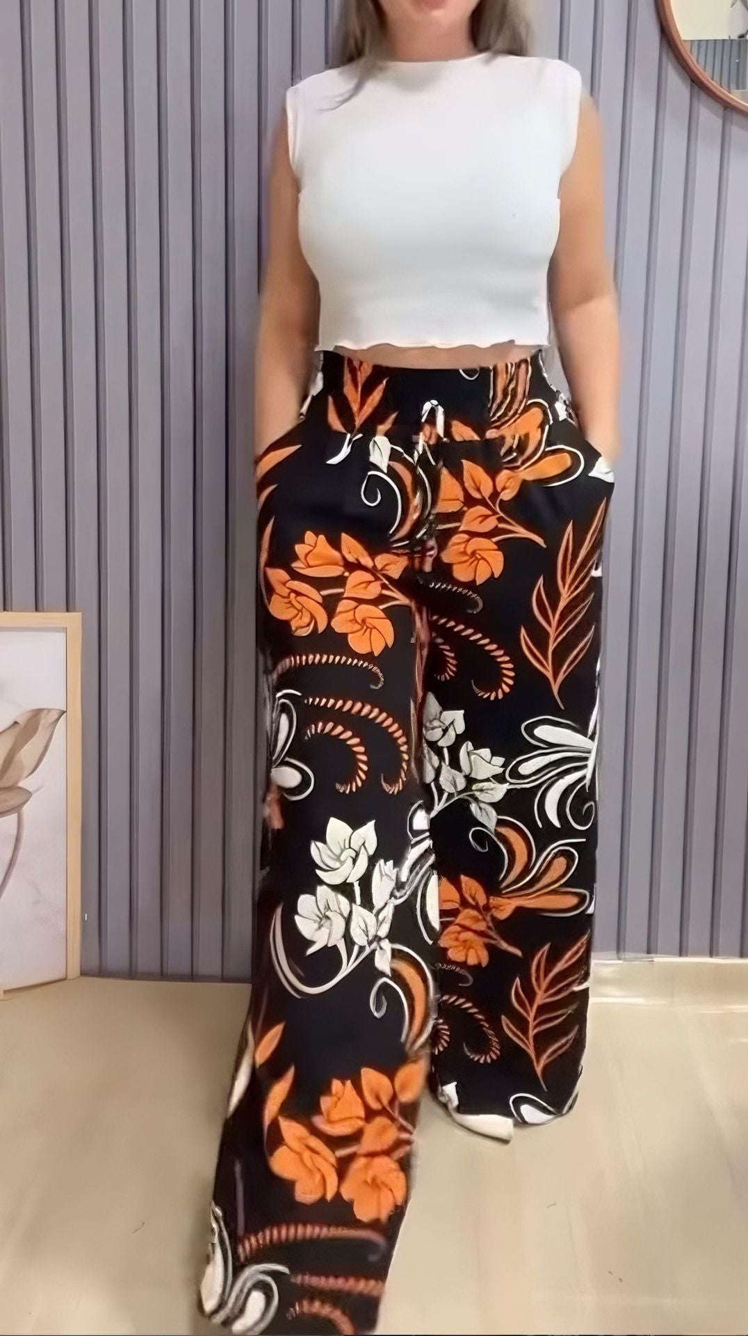 2025 m. vasaros naujos margintos plačios kelnės-LT