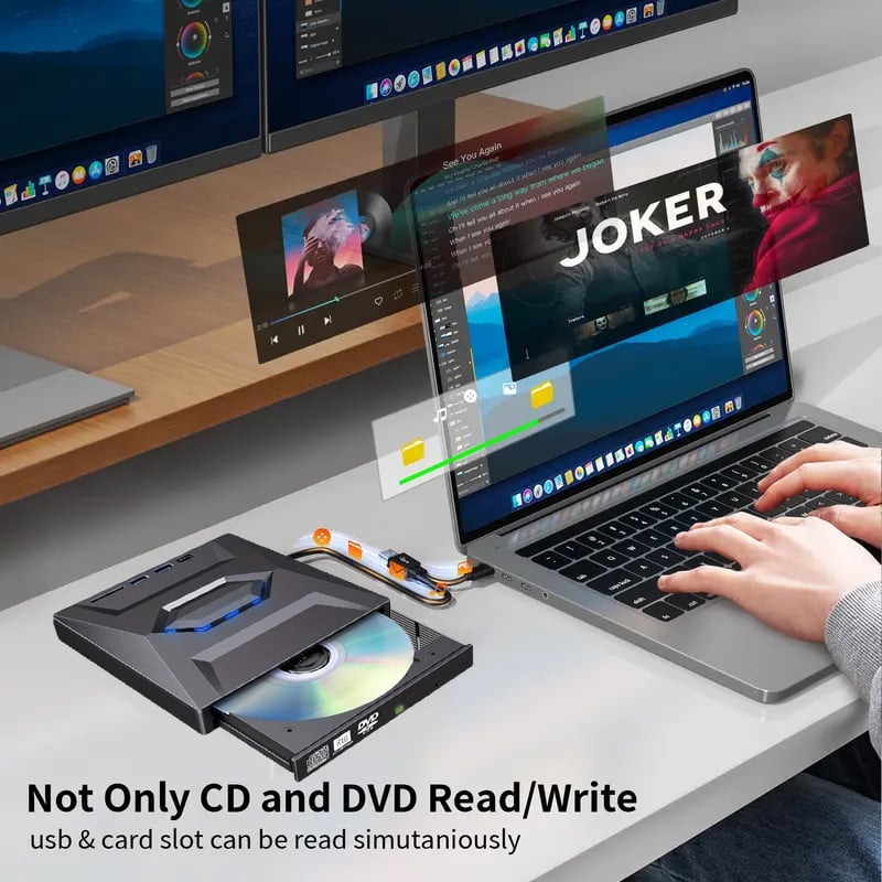 Retro nešiojamojo kompiuterio CD DVD grotuvas USB C 3.0 nešiojamas CD įrašymo įrenginys-LT