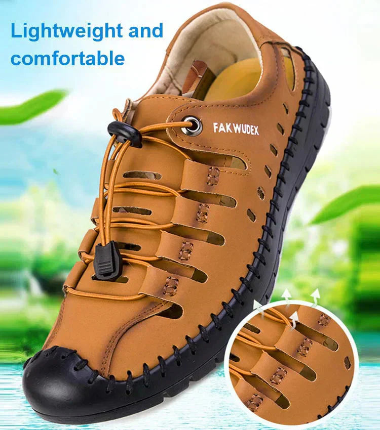 🔥Δερμάτινα σανδάλια aviator με κοντά δάχτυλα👞-GR