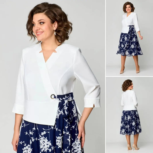 🔥【S-5XL】💃2025Vestido nuevo, tacto suave azul y blanco-ES