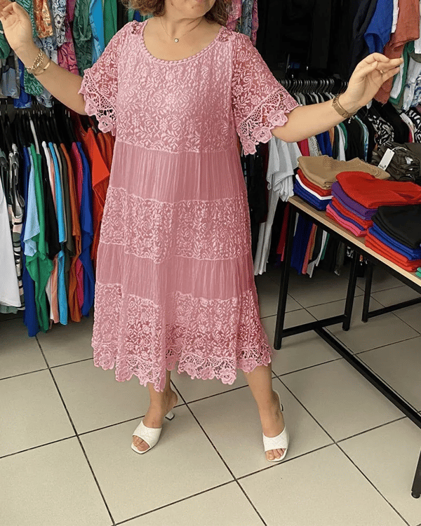 💝Vienspalvė karūnos suknelė trumpomis rankovėmis👗-LT