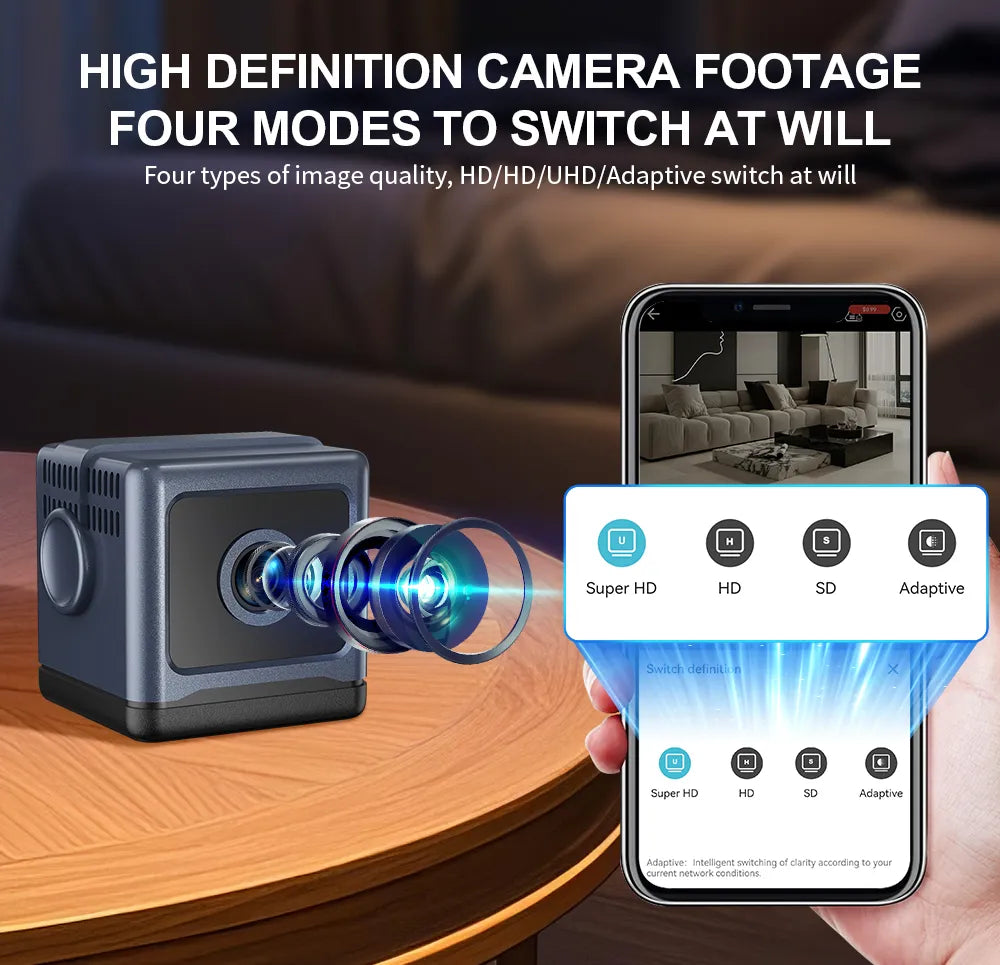 W03 išmanioji „WiFi“ apsaugos kamera – 1080P HD, naktinio matymo funkcija, judesio aptikimas, mažos galios.-LT