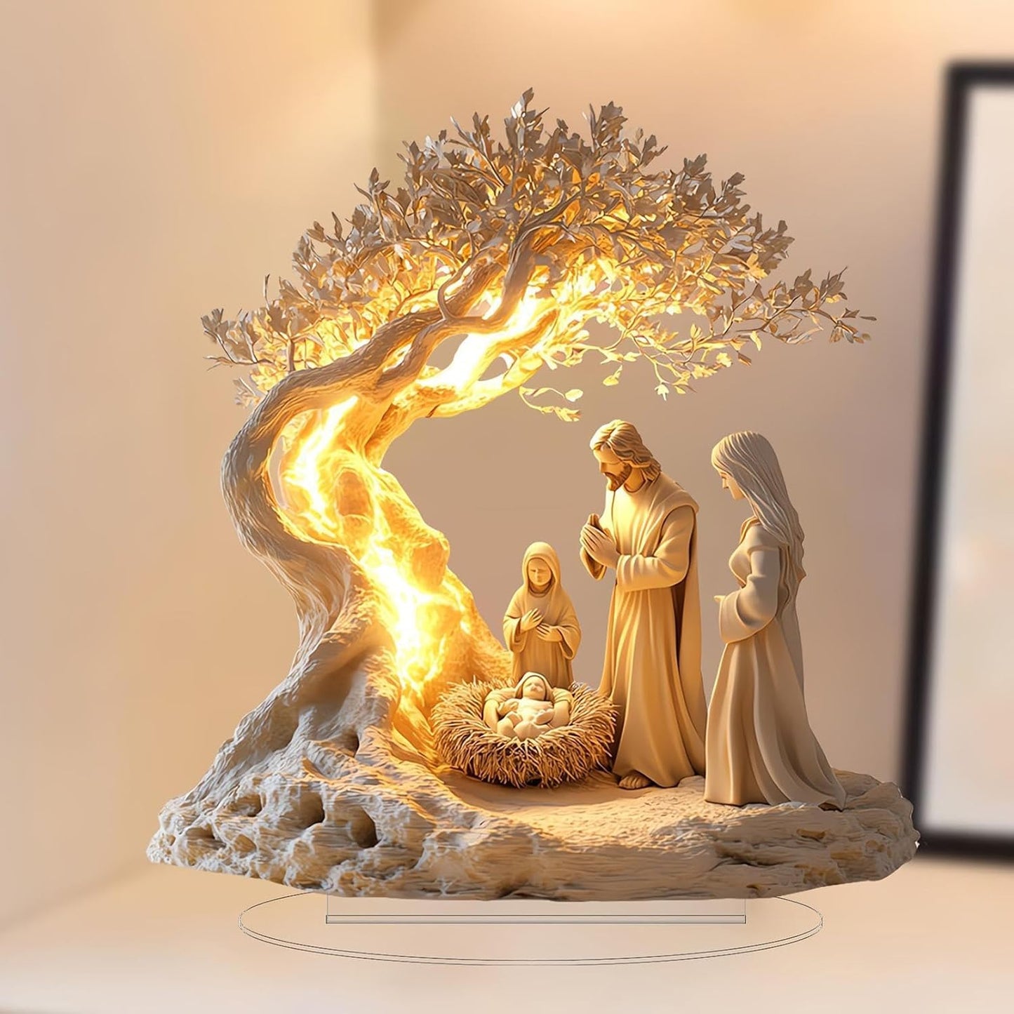 Decoración de mesa plana para recién nacidos con escena navideña-ES