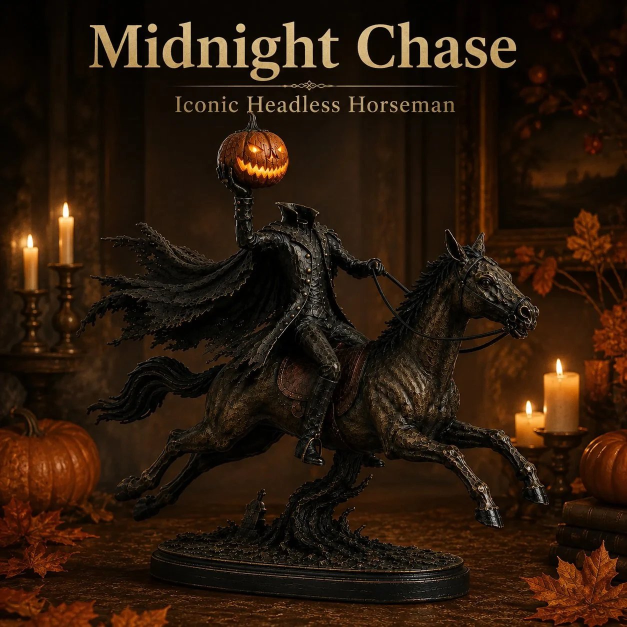 „Midnight Chase“ begalvio raitelio LED figūrėlė – Helovino dekoracija-LT