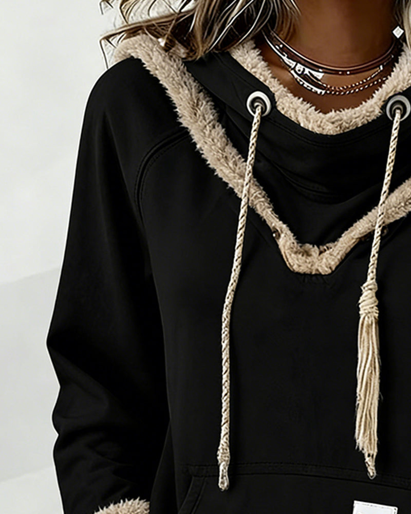 Ilgarankovis džemperis su lopais ir kišenėmis-LT