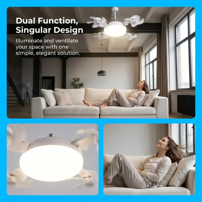 Moderna stropna lampa s ventilatorom i E27 navojem (model 2026) - tihi 2-u-1 LED ventilator s daljinskim upravljačem-HR
