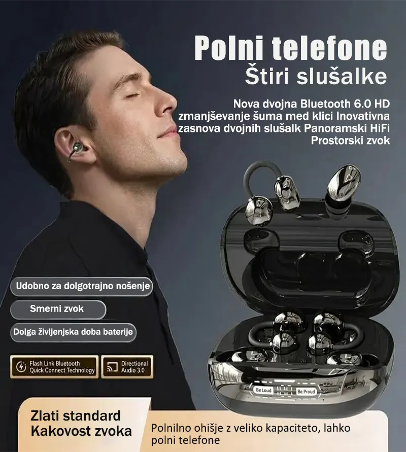 Brezžične slušalke 3 v 1 s polnilno enoto (power bank)