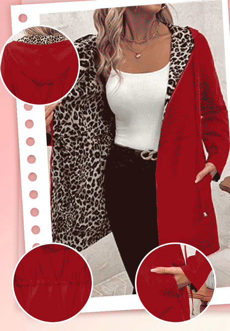 Abrigo reversible con capucha y estampado de leopardo-ES