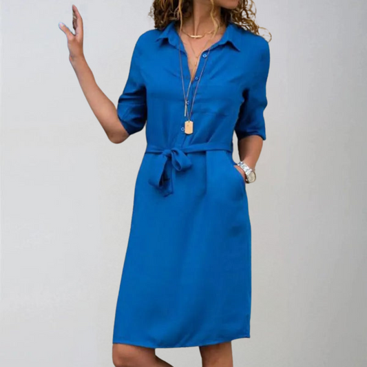 Vestido camisero informal hasta la rodilla-ES