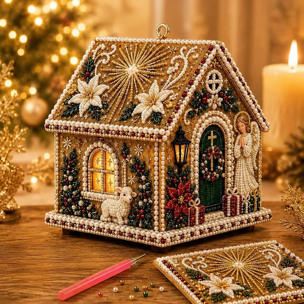 Wooden Diamond Painting House Kit 🎅 Christmas Themed Fun DIY Wooden Decor Ornament Craft