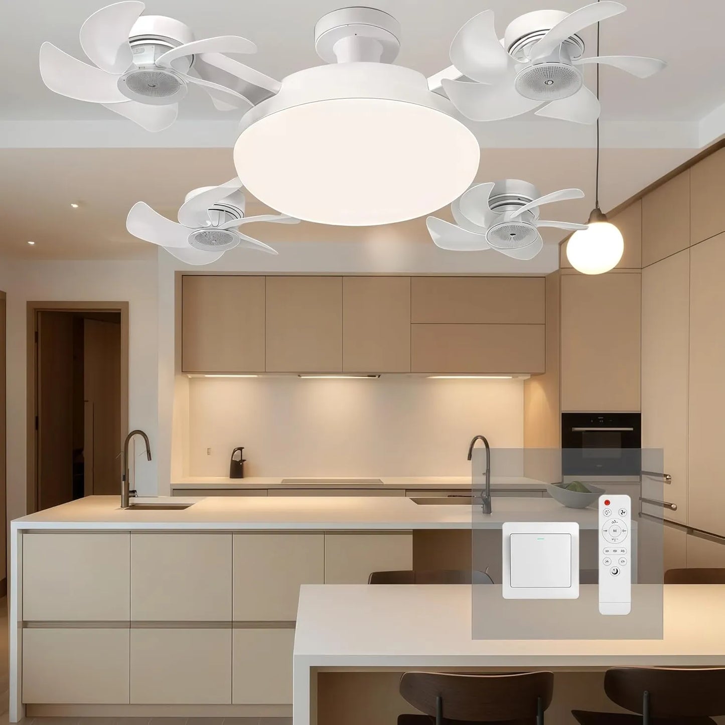 Moderna stropna lampa s ventilatorom i E27 navojem (model 2026) - tihi 2-u-1 LED ventilator s daljinskim upravljačem-HR