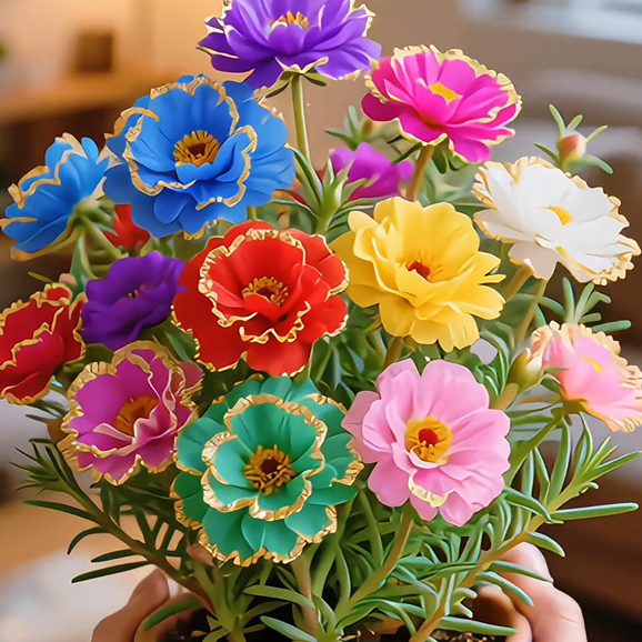 Portulaca de encaje dorado🌸✨ Hermosas flores dobles para un color de verano sin esfuerzo-ES