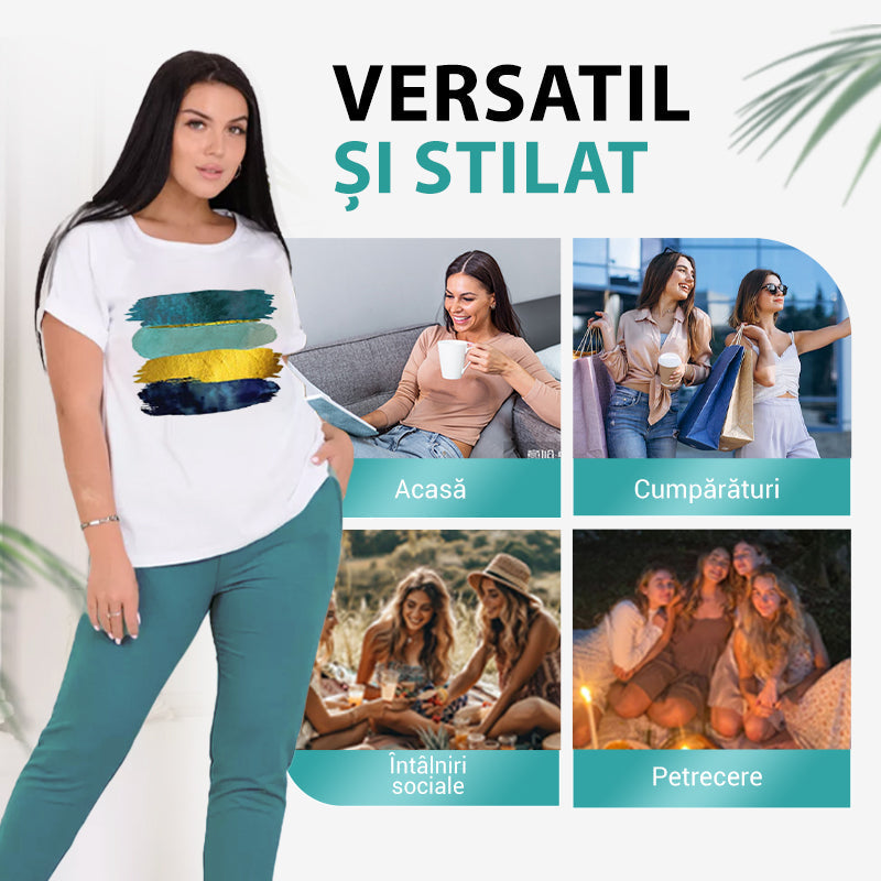 💥🍃 Stilingas laisvalaikio stiliaus dviejų dalių komplektas – patogus ir stilingas ✨-LT