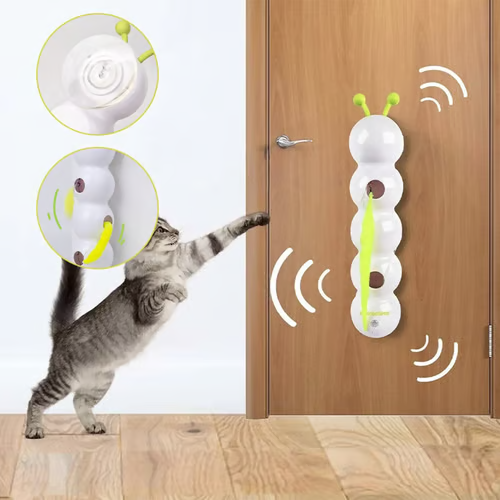 🐛Juguete eléctrico interactivo para gatos con forma de oruga-ES