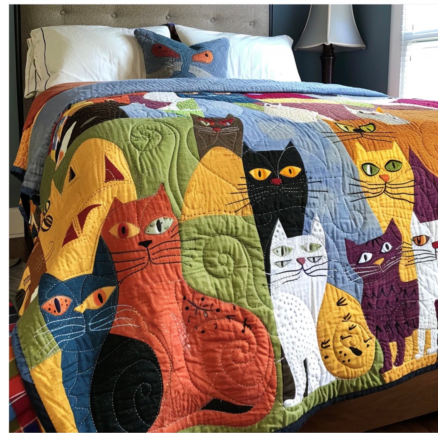 Cat - art patchwork, quilt-SI