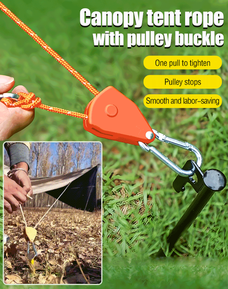 🏕️Vonkajší sťahovák lán s kladkou 📢【s lanom】