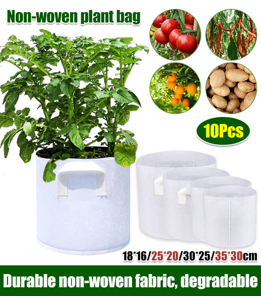 【10 piezas】🌱Bolsas de cultivo para vegetales, flores y plantas de 3/4/5/7/10 galones, bolsas de cultivo resistentes no tejidas-ES