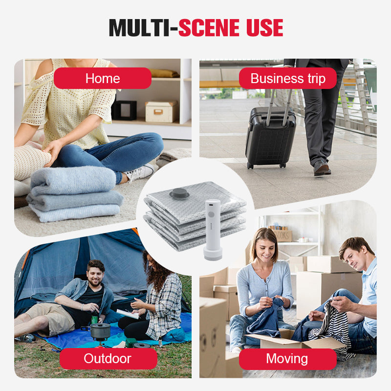 💪🌬️ Vakuuminiai kelioniniai krepšiai ir nešiojamas siurblio rinkinys 👕✨-LT