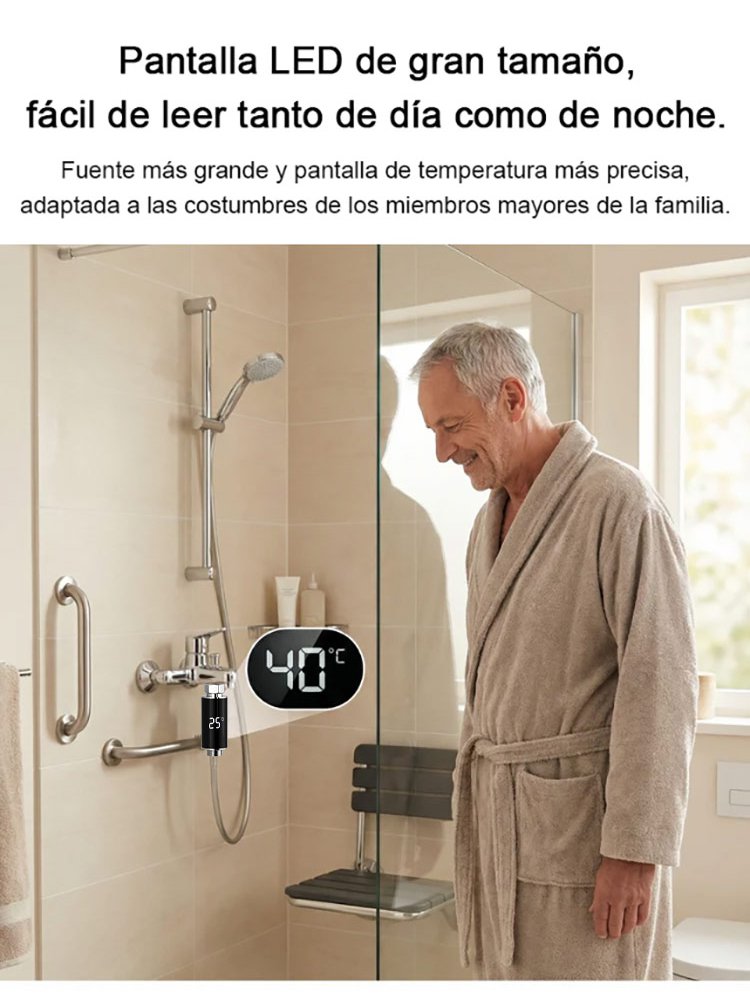 Aplicable a todos los grifos Termómetro inteligente con pantalla de temperatura del agua-ES