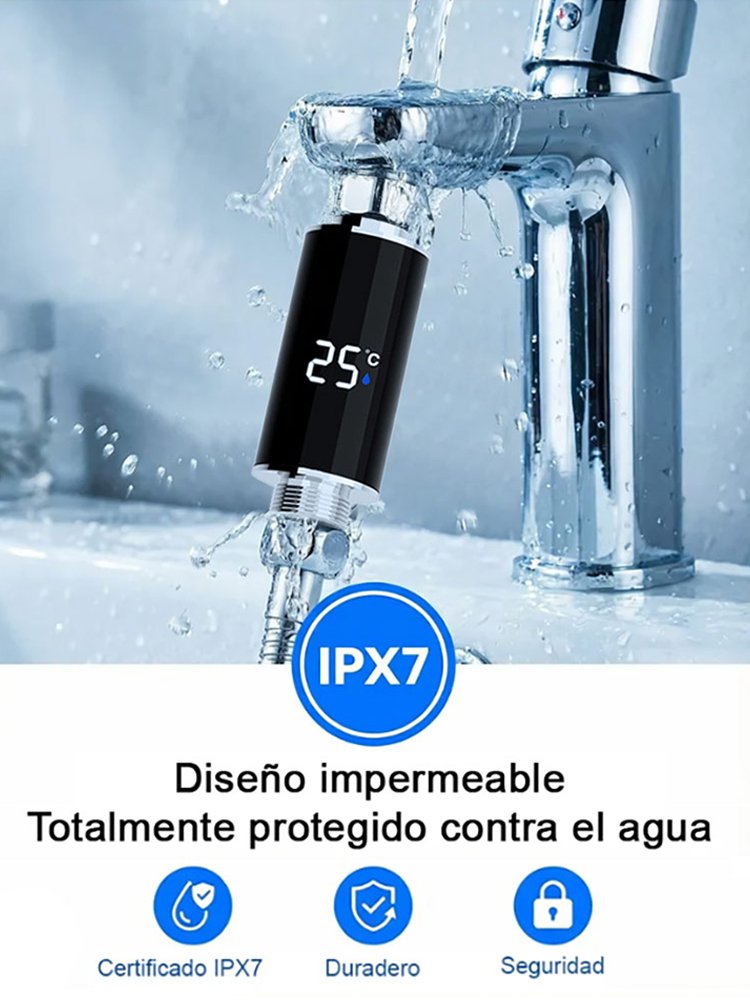 Aplicable a todos los grifos Termómetro inteligente con pantalla de temperatura del agua-ES