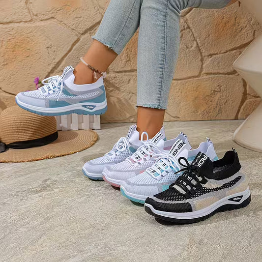 Γυναικεία αναπνεύσιμα αθλητικά παπούτσια με ντεγκραντέ από πλέγμα-GR