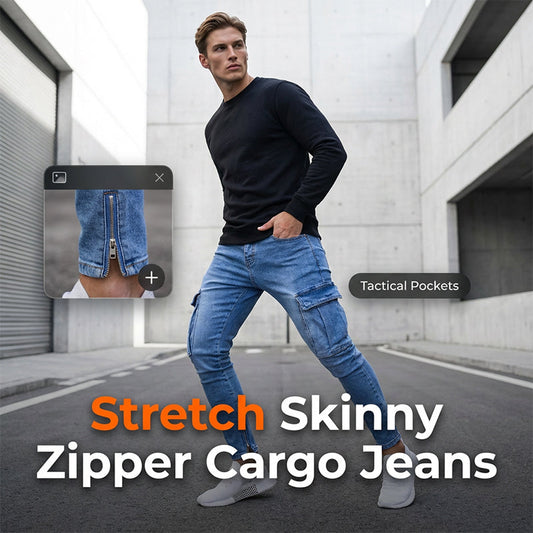 💥 Uporabne, a kul | Moške raztegljive cargo kavbojke z zadrgo na gležnju-SI