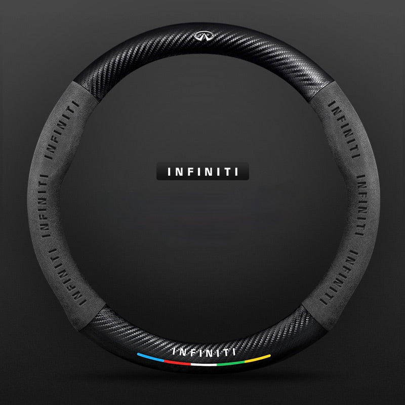 TrackVibe | Prevleka za volan iz črnega karbonskega semiša – nedrseča in odporna proti obrabi-SI