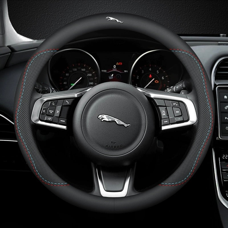 Funda de volante de cuero napa de primera calidad: comodidad lujosa, construcción transpirable y durabilidad durante todo el año-ES